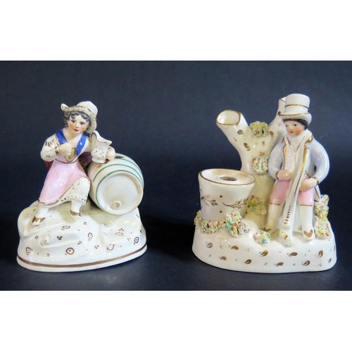 358B - A Pair of Early English Porcelain Inkwells, tallest 11cm