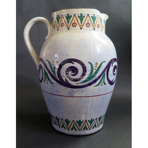 381 - A Massive West Country Longpark Pottery Jug by W.G. Howard Aug. 1939, 34cm