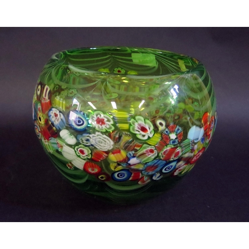 394 - A Studio Glass Bowl with coloured canes, 17.5cm high