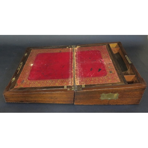 413 - A 19th Century Writing Slope.  With carved edges and MOP inlay.   Interior lacking inkwells.  36cm l... 