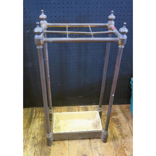 433 - Antique Walking Stick Stand.  Brass with cast Iron Base.  62cm tall.