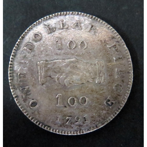 474 - A Sierra Leone Company 1791 Silver One Dollar Piece.
PROVENANCE: From the family of Norman William M... 