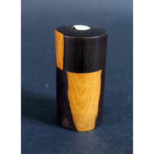 501 - A 19th Century Treen and Mother of Pearl Inlaid Match Striker, 6cm