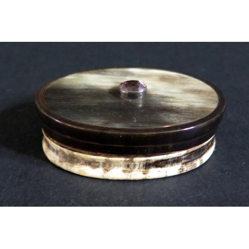 504 - A 19th Century Horn and Amethyst Mounted Snuff Box, 6.5x4.5cm