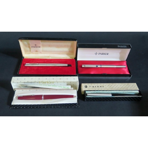 516 - Four PARKER Fountain / Cartridge Pens including 51, all cased / boxed