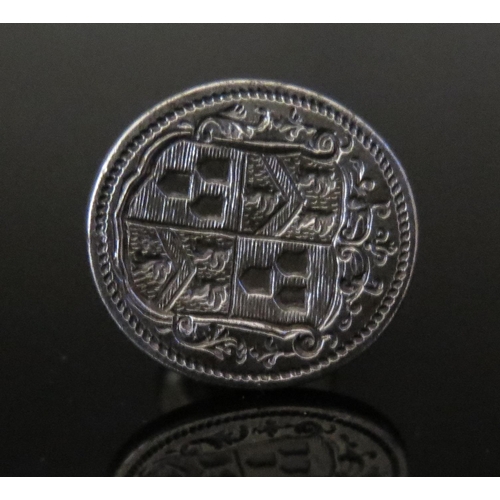 538 - An Early Steel Seal engraved with coat of arms