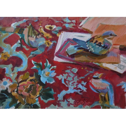 56 - Rosemari Golledge, Birds, oil on canvas, 46x33cm, framed