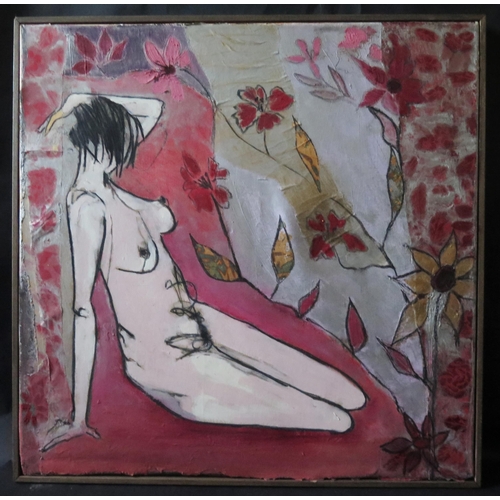 58 - BETH 2009, 'Homage', mixed media on canvas, titled verso, 59cm sq., framed
