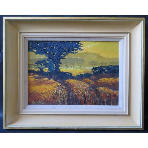 80 - Alan Cotton, Harvest in The Otter Valley 1988, oil on canvas, 35x24cm, framed. Details verso

**TEL ... 