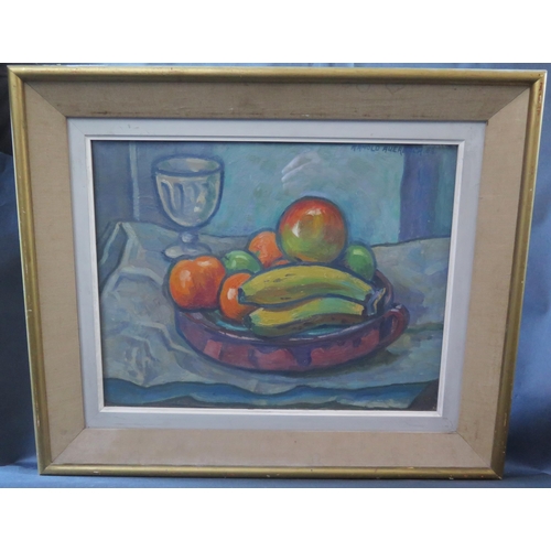 83 - Arnold Auerbach (1917–2006), still life, oil on board, 44x34cm, framed & glazed