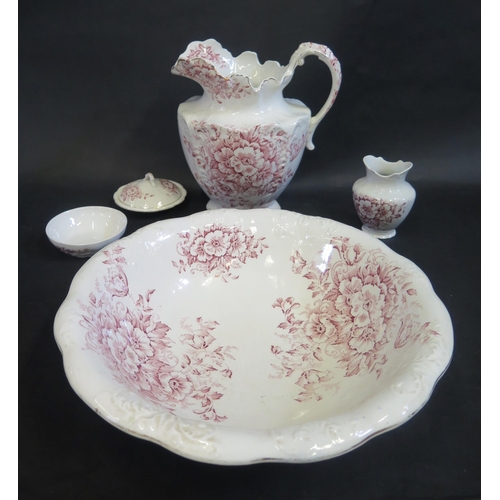 157c - A Victorian Wash Jug, Bowl, Soap Dish and Vase by Myotts