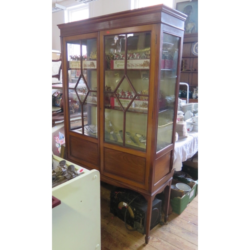 256a - An Edwardian Mahogany and Boxwood Strung Glazed China Cabinet, 170(h)x103(w)x36(d)cm