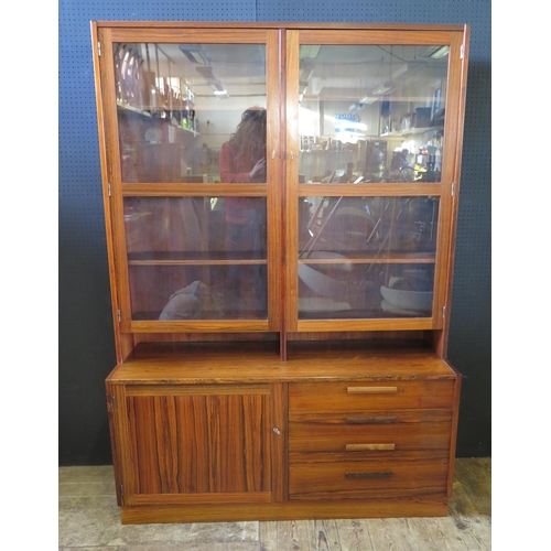 256c - A Danish Rosewood Veneered Glazed Dresser, 180(h)x127(w)x43(d)cm