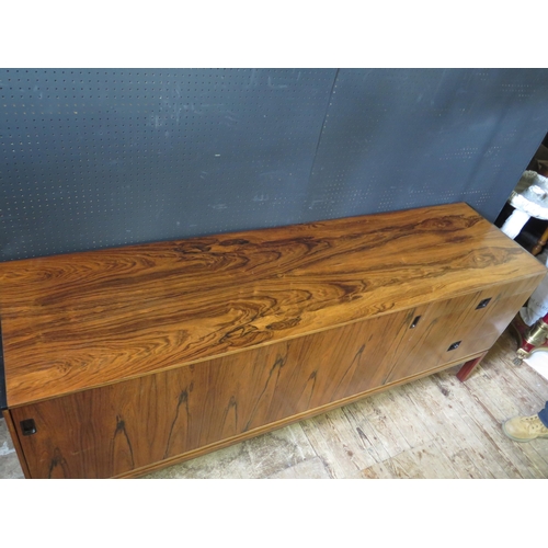 256f - A Danish Control Rosewood Veneered Sideboard with ebony shoulders and handles, 192(w)76(h)x49(d)cm