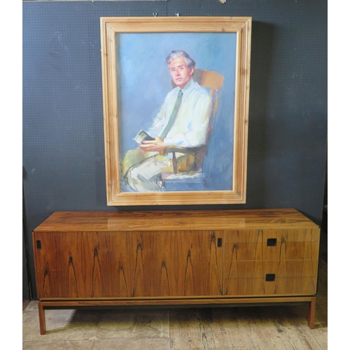 256f - A Danish Control Rosewood Veneered Sideboard with ebony shoulders and handles, 192(w)76(h)x49(d)cm