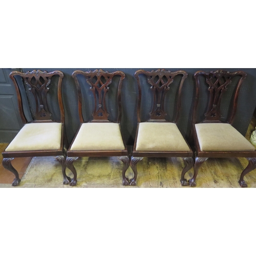 256h - A Good Set of Four Chippendale Style Carved Mahogany Side Chairs