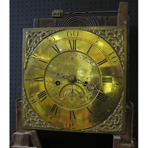 304 - Georgian Longcase Clock by John Ramsbottom, Halt Green.  Brass faced eight day movement, 11