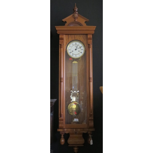 308 - Vienna Regulator Wall Clock in Wood Case.  6.5