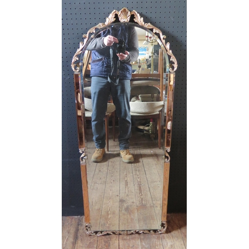 324A - Decorative gilt and bevel edged mirror,113cm x 45cm