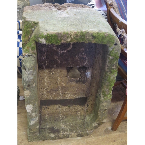 329 - Reconstituted Stone Carved Trough.  With square drainage hole in the base.  84cm long, 54cm wide, 38... 