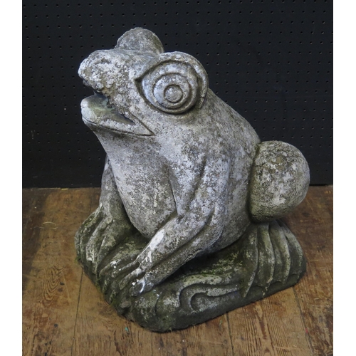 331a - A Reconstituted Stone Pond Frog Water Feature, 42cm H