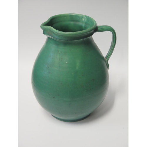 371 - A Brannam Pottery Green Glazed Jug And A Minton Tile 26cm