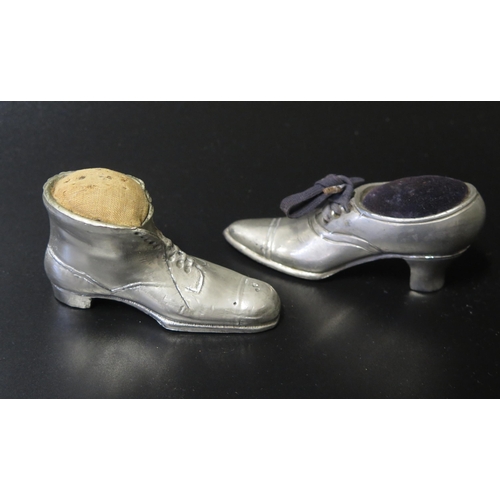 540 - Two Pewter Shoe Pin Cushions