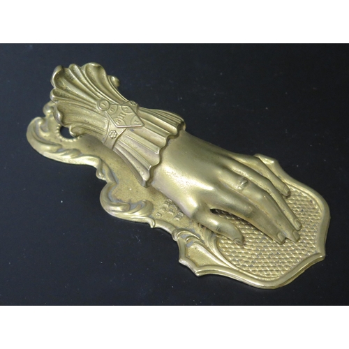 552 - A Victorian Gilt Letter Holder modelled as a lay's hand by J & E Ratcliff, 14cm long