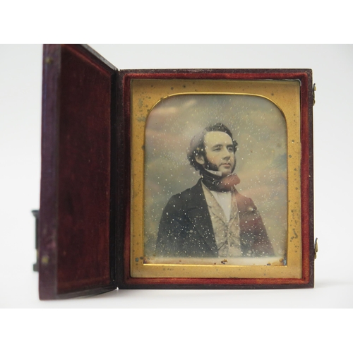 593 - A Cased 19th Century Tinted Daguerreotype 7.5x6.5cm