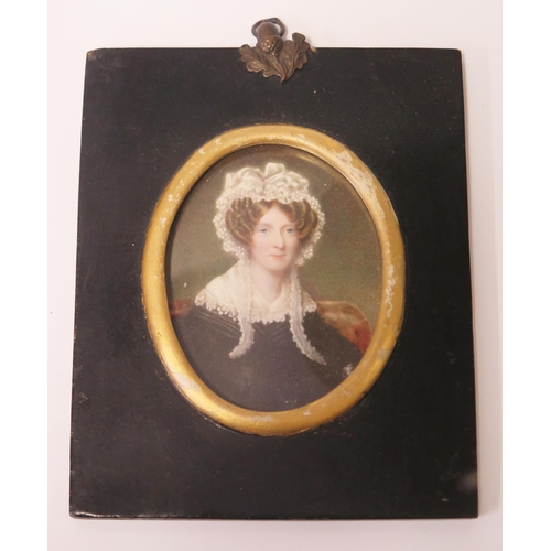 595 - A 19th Century Miniature of a Lady, the back with label identifying the sitter as Viscountess Mountj... 