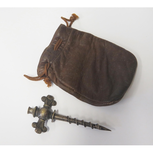 598 - A 19th Century Champagne Tap with leather pouch