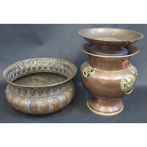 766 - A Copper Spittoon and large bowl (35cm diam.)