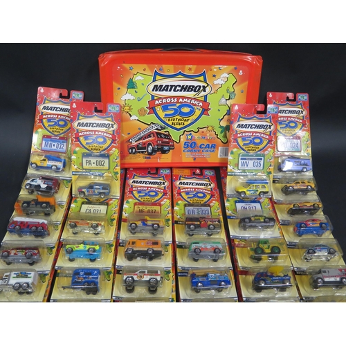 1022 - A Full Set of 50 Matchbox Across America 50th Birthday Series with Matching Carry Case