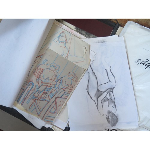 68 - A Portfolio of Paintings and Drawings including life drawing and architecture studies