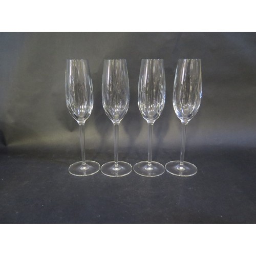 407a - Waterford Crystal Weft Flute Set Of Four Glasses Boxed, John Rocha Design.