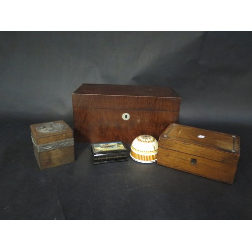 420a - 19th Century Mahogany Tea Caddy & Other Boxes Etc