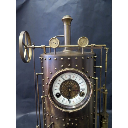 299 - A Large Brass Steampunk/Industrail Style Clock, 60cm Height.