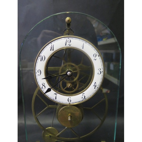 298 - A Skeleton Clock With Thin Glass Cover And Pinwheel  Escapement In The Style Of The Great Wheel. 36.... 