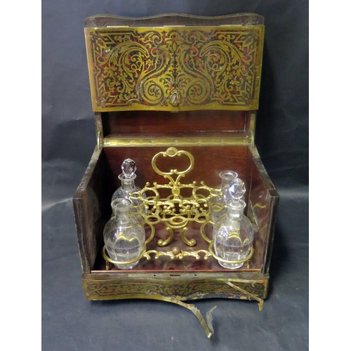 408c - A 19th Century French Boulle Inlaid Drinks Cabinet, 32cm x 25cm x 24cm. A/F
