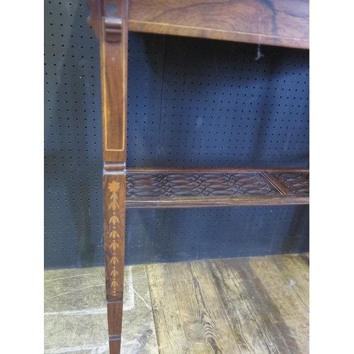 1871 - A Victorian Rosewood and Marquetry Inlaid Occasional Table with fretwork shelf below, 74(w)x70(h)x40... 