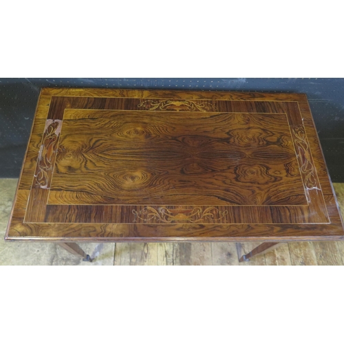 1871 - A Victorian Rosewood and Marquetry Inlaid Occasional Table with fretwork shelf below, 74(w)x70(h)x40... 