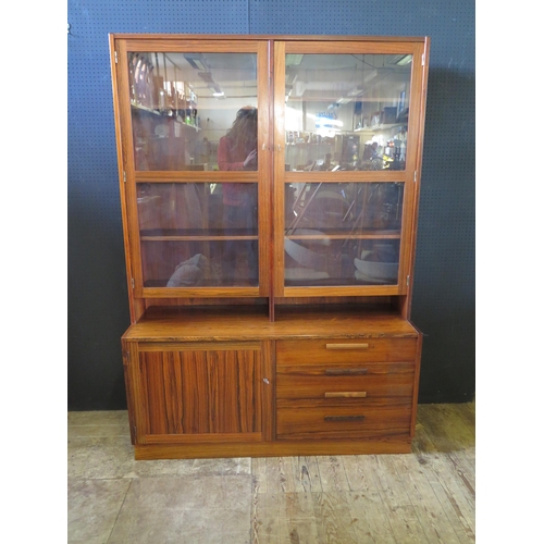 1875 - A Danish Rosewood Veneered Glazed Dresser, 180(h)x127(w)x43(d)cm