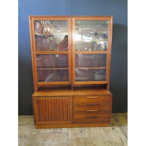 1875 - A Danish Rosewood Veneered Glazed Dresser, 180(h)x127(w)x43(d)cm