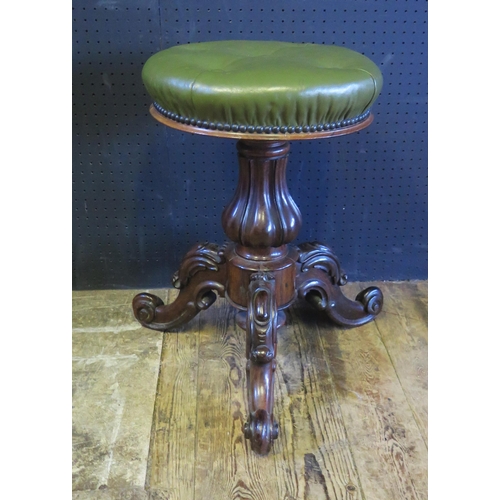 1885 - A Victorian Carved Rosewood Adjustable Piano Stool