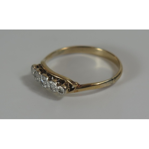 303 - An 18ct Gold and Diamond Five Stone Illusion Set Ring, 15mm stone setting, size T, 2.5g