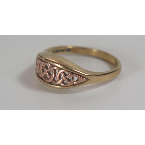 305 - A Clogau 9ct Yellow and Rose Gold Ring, size O.5, 3g