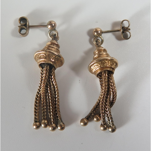 340 - A Pair of 9ct Gold Tassel Earrings, 38mm drop, 7g