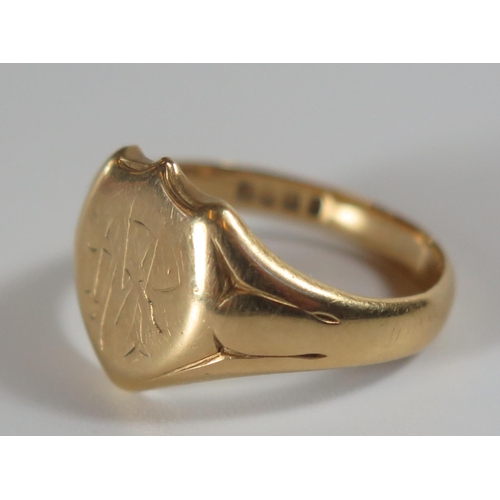 354 - A Victorian 18ct Gold Signet Ring, London 1878, size P, 7.4g