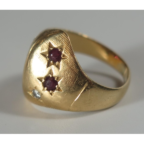 355 - An 18ct Gold, Ruby and Diamond Ring, size E.5, 4.7g