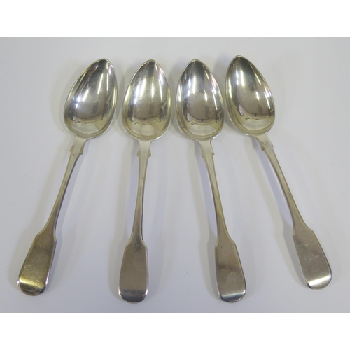 40 - A Set of Four George IV Silver Teaspoons, Exeter 1825, William Woodman, 87g